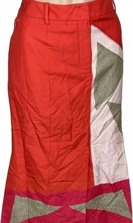 Akris Womens Abstract Midi Skirt In Red/pink