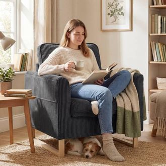 HOMCOM Accent Chair with Metal Legs & Spring Dark Grey | Size: Armchair