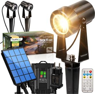 OEM L&aacute;mpara Solar De Jard&iacute;n Con 3 Focos Led De 3000k Y Alcance De 11 M + Mando A Distancia (solti Lumiled)