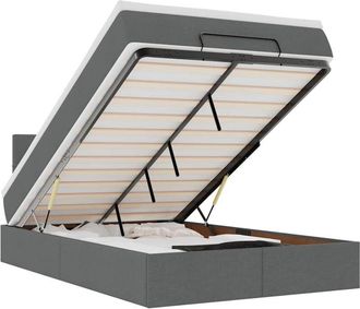 vidaXL Cama Otomana Con Colch&oacute;n Gris Oscuro 120x190 Cm Tela