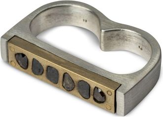 Parts Of Four Plate Double ring - unisex - Diamond/Sterling Silver/Brass - 10