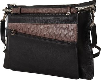 Dolce & Gabbana Mens Black Exotic Leather Shoulder Sling Alta Sartoria Bag