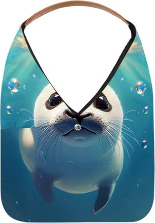 Generic Lovely Harp Seal Swims Underwater Reusable Lightweight Grocery Bags - Foldable Into Compact Pouch, Washable & Sturdy, Multipurpose for Shopping and Tr