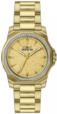 Invicta Speedway Quartz Crystal Gold Dial Ladies Watch 49130