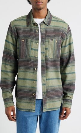 Dark Seas Summit Multi Stripe Flannel Button-Up Shirt in Brown/Olive at Nordstrom, Size Xx-Large