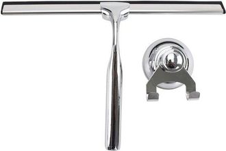 No Brand Escobilla De Ducha De 25 Cm - Acero Inoxidable, Con Gancho De Ventosa, Borde De Silicona Blanca, Para Ba&ntilde;o Y Cristaler&iacute;a