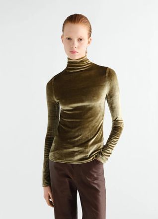 Christophe Lemaire Velvet Turtleneck Blouse - Olive