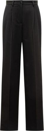 Dolce & Gabbana Sigarettenbroeken - Dames - Straight fit broeken - Zwart - M - Leer - Broeken