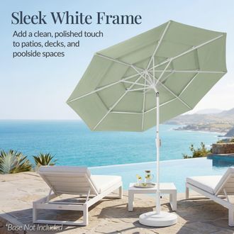 Best Choice Products 10ft 3-Tier Patio Umbrella White Pole, Outdoor Market Umbrella Steel Pole