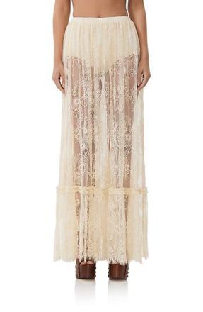 AFRM Allegra Sheer Lace Maxi Skirt in Birch Lace at Nordstrom Rack, Size X-Large