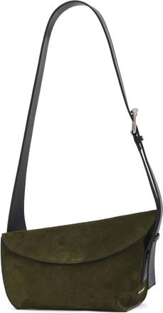 Alexander McQueen Large T-Bar Suede Sling Bag in Military/Black/Silver at Nordstrom