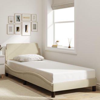 vidaXL Vidaxl - Estructura De Cama Con Cabecero Sin Colch&oacute;n Tela Crema 90x200cm