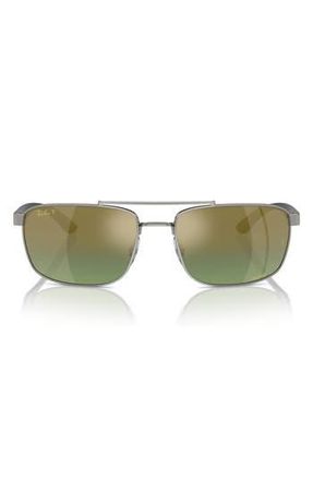Ray-Ban 60mm Polarized Rectangular Sunglasses in Gunmetal at Nordstrom Rack