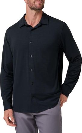 Travis Mathew The Heather Knit Button-Up Shirt in Black at Nordstrom, Size Xx-Large