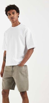 Levi's 468 - Pantaloncini ampi in denim color pietra a righe tono su tono-Neutro