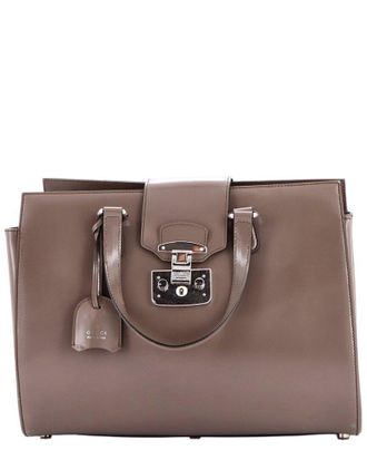 Gucci Grey Leather Lady Lock Tote Medium (Authentic Pre-Loved)