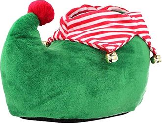 Generic Christmas Elf Matching Slippers Family Mini Me Jingle Bell Novelty Adults Kids Pom Pom Booties Xmas Secret Santa (UK 6, EU 39), Green