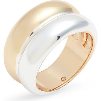 Nordstrom Demi Fine Two-Tone Rounded Band Ring in 14K Gold- Sterling Plated at Nordstrom, Size 8