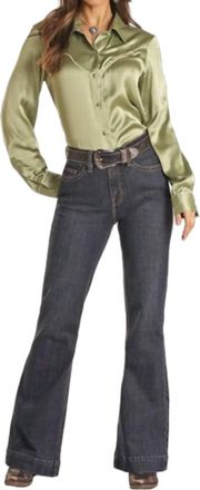 Panhandle Rock & Roll Denim High Rise Trouser Jean In Dark Wash