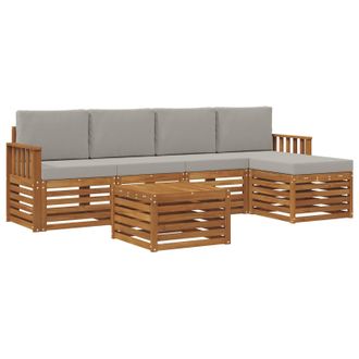 vidaXL Conjunto De Sof&aacute;s De Exterior 6 Pcs Gris Natural Y Claro Vidaxl