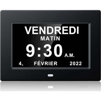 OEM Reloj Digital De 7 Pulgadas Con Calendario, Fecha Y Hora, Reloj Para Padres Con Alzheimer, Recordatorio De Medicamentos - Negro - 20414324mm - Crezuo