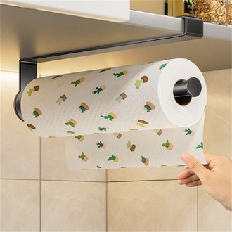 OEM Organizador De Cocina De Pared Sin Necesidad De Taladrar - Almacenamiento Multifuncional Para Rollos, Toallas Y Accesorios - 31,7 Cm, Negro
