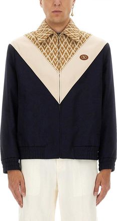 Valentino Garavani Wool Bomber Jacket With Print Toute La V-Uomo
