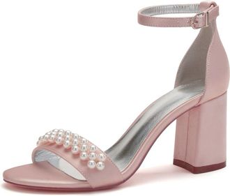 Generic Bridal Chunky Heels Women Wedding Comfortable Womens Heel Sandals for Prom Party Bridal Dressy High Heels Shoes8cm,Bean Paste Color,10 UK