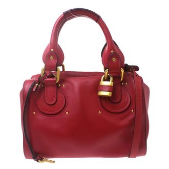 Chlo&eacute; Paddington Lock Leather Red Leather Handbag (Pre-Owned)