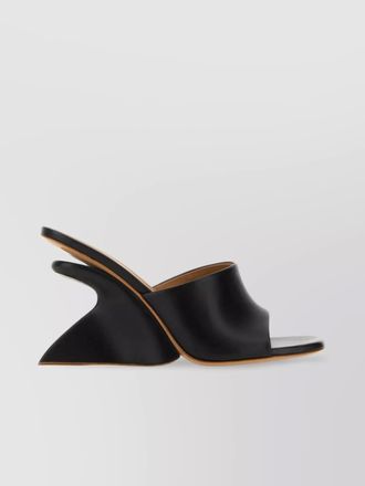 Off-white leather wedge mules