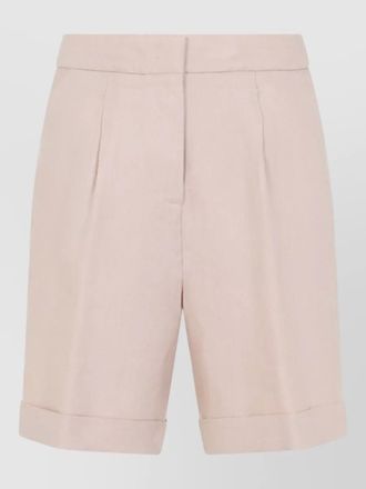 PESERICO linen bermuda shorts tailored turn up hem
