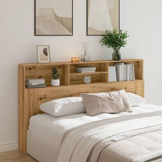 Berkfield Home Headboard Cabinet Artisan Oak 180x19x103.5 cm Engineered Wood in Brown