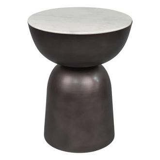 Jonathan Y Designs Atarah 20 Contemporary Natural Marble/Metal Handmade Hourglass End Table in Black/white at Nordstrom