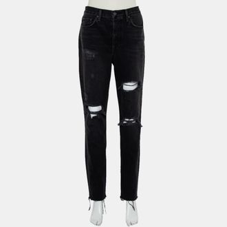 GRLFRND Grlfrnd Black Denim Distressed Skinny Karolina Jeans