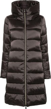 Save The Duck logo-patch coat - women - Nylon/Nylon/Polyester - 3 - Brown