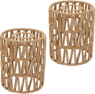 OEM 2 Pantallas De Rat&aacute;n Natural, L&aacute;mpara Colgante Y De Pie Estilo Boho, Farol, L&aacute;mpara De Mesa, L&aacute;mpara De Techo, Pantalla De Repuesto De 12 Cm