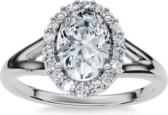 Pompeii3 1 1/5Ct Oval Diamond Halo Engagement Ring 14k Gold Lab Grown