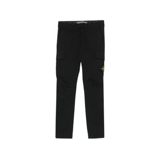 Stone Island Logo Patch Cargo Broek - Heren - Slim Fit Broeken - Zwart - W33 - Katoen - Broeken