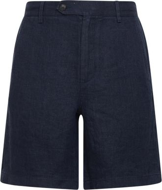MC2 Saint Barth Linen Herringbone Shorts - Heren - Korte Broeken - Blauw - L - Leer - Korte Broeken