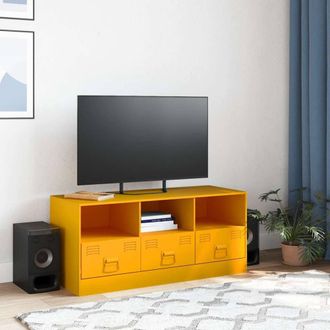 Berkfield Home TV Cabinet Mustard Yellow 99x39x44 cm Steel | Size: 99 x 39 x 44 cm