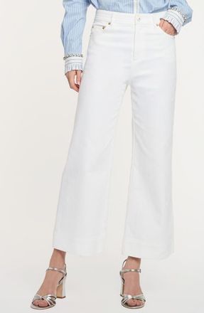Cinq &agrave; Sept Joey Ankle Wide Leg Jeans in White at Nordstrom, Size 12
