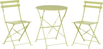 Beliani Conjunto De Balc&oacute;n De Metal Verde Lima Mesa Redonda Sillas De Acero Exterior Fiori