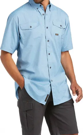 Ariat Rebar Made Tough Venttek Durastretch Work Shirt In Deep Water Heather