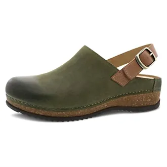 Dansko Womens Merrin Borinshed Suede In Olive