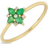 Bony Levy El Mar Emerald & Diamond Flower Ring in 18K Yellow Gold at Nordstrom Rack, Size 6.5