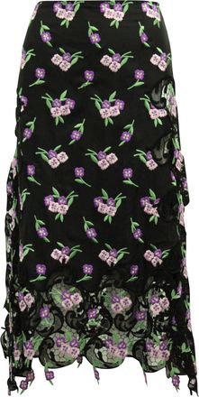 Paco Rabanne Floral Embroidered Skirt in Black Viscose