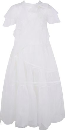 Simone Rocha Sheer Bow Sash Split Hoop Flounce Dress
