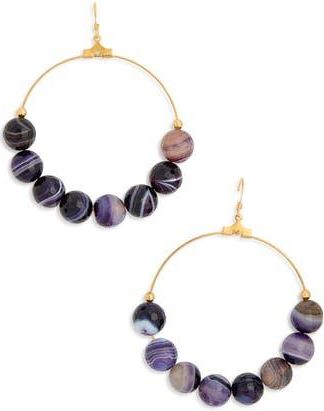Kenneth Jay Lane Agate Beaded Circle Drop Earrings in Polished Gold/Purple at Nordstrom Rack