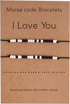 Generic Couples Matching Bracelets Boyfriend Girlfriend Relationship Jewelry Cute Pair Set (Black, One Size)
