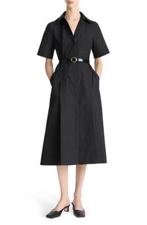 Vince Short Sleeve Cotton Shirtdress in Black at Nordstrom Rack, Size Small
